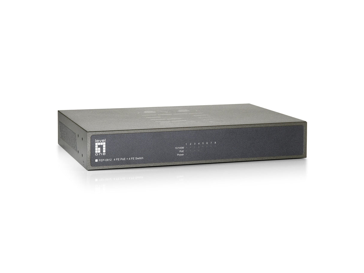 8-Port Fast Ethernet PoE+ Switch, 4x FE PoE+, + 4x FE, (65W) Stück