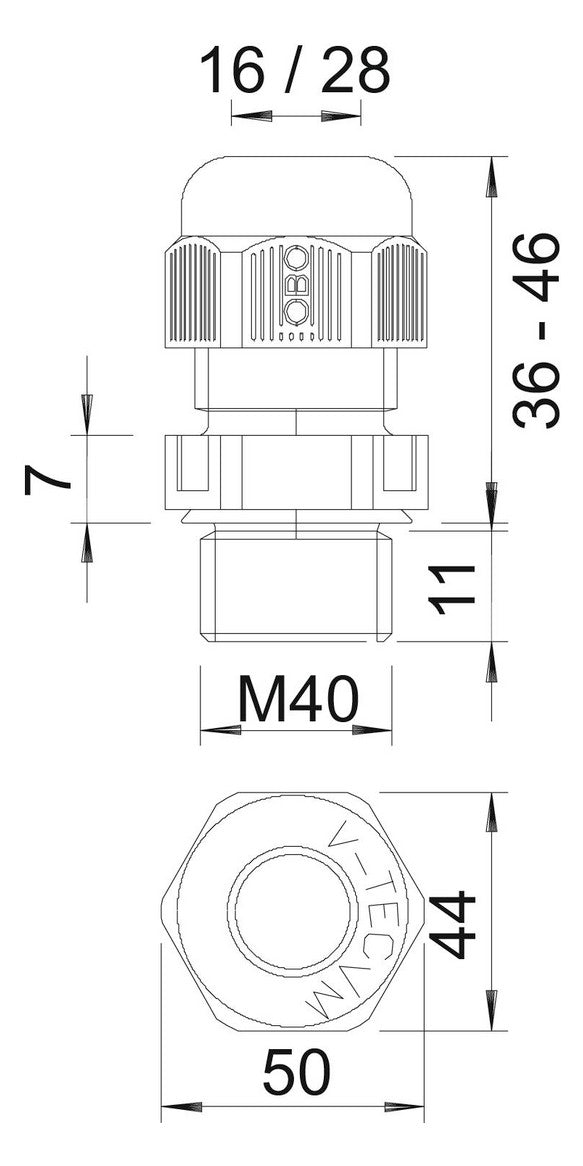 BETTERMANN Kabelverschraubung M40 PA ger V-TEC VM40 SGR si-gr 11mm IP68 unbeh