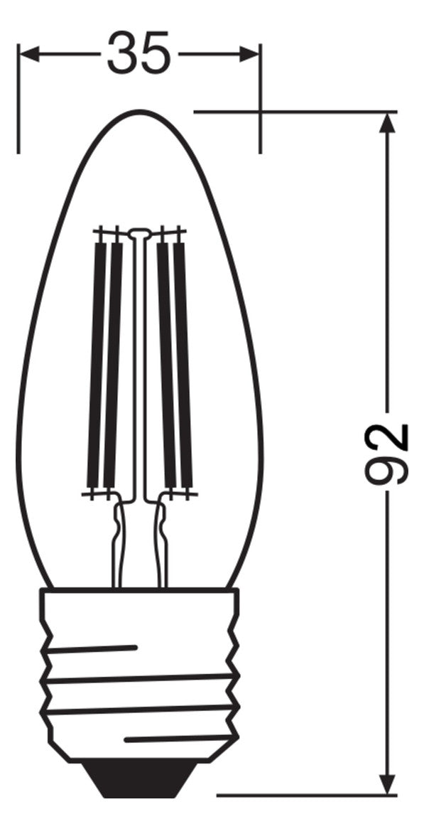 LEDVANCE LED-Kerzenlampe FM E27 B40 3,4W LED Classic B 40 Filament DIM P 3.4 2700
