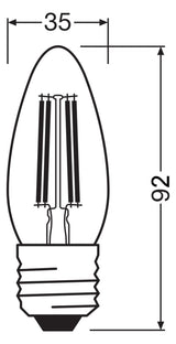 LEDVANCE LED-Kerzenlampe FM E27 B40 3,4W LED Classic B 40 Filament DIM P 3.4 2700