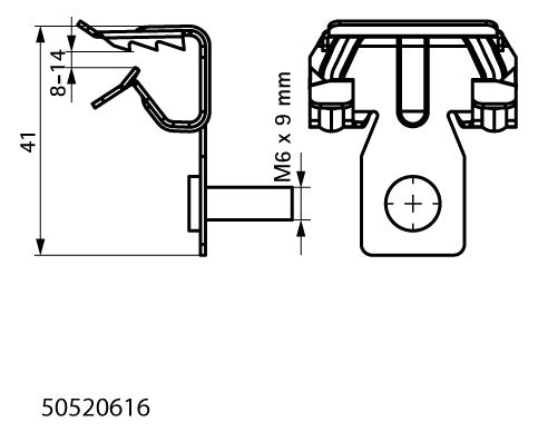 Walraven Trägerklammer Britclips FC14 mit seitl. Gew.stift M6x9 f. Fl. 8-14 | 50520616