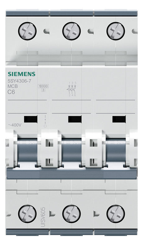 SIEMENS Leitungsschutzschalter UC C 6A 5SY4306-7 3p 400V 3TE 50Hz IP20