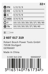 BOSCH-EW Bit-Set 32St Magnethalter 3xPH 2607017319 4xPZ 8xTX 4xSchlitz