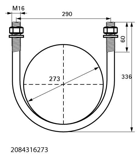 Walraven Rundstahlbügel ev 10 Zoll 273,0mm M16 inkl. 2x Muttern/U-Scheiben | 2084316273