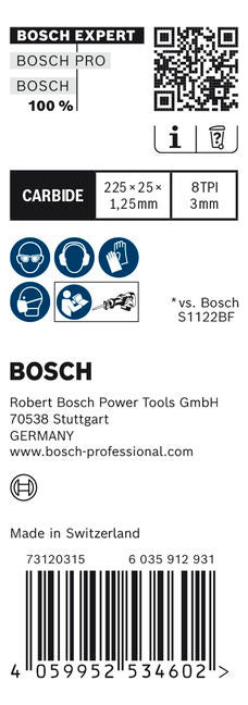 BOSCH-EW Säbelsägeblatt 225mm Edst Stahl RBE- 10ER S 1155 CHM Hartmetallausführun