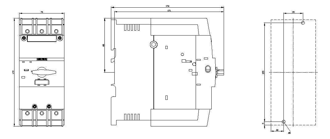 SIEMENS Leistungsschalter 30A 3p IP20 3RV2742-5ED10 Einb