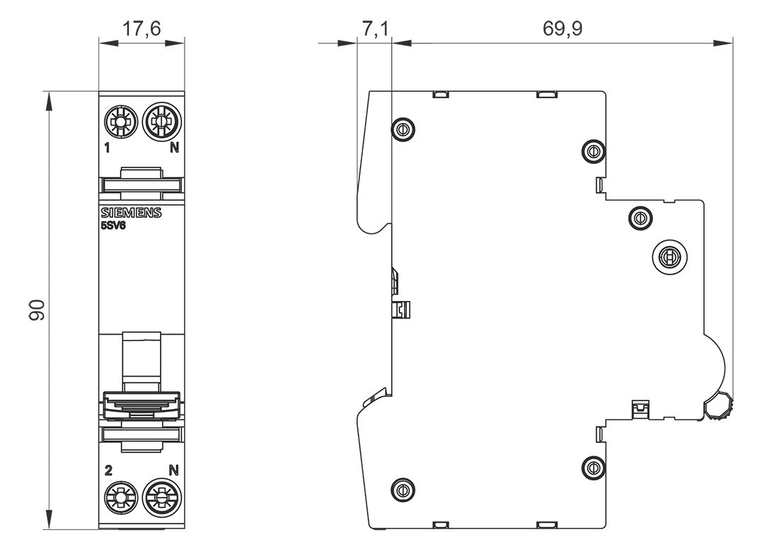 SIEMENS Brandschutzschalter B 2p 10A 1TE 5SV6016-6KK10 230V IP20