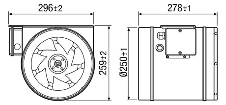 MAICO Rohrventilator  250mm 230V 170W VA EDR 25 1700cbm/h 55°C