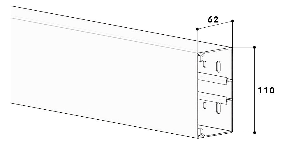 GGK Leitungsführungskanal Kst aws unbeh FB 60x110 62x110x2000mm RAL9010