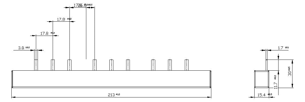 SIEMENS Sammelschiene 80A lamelliert 5ST3711 214x15x18mm flex