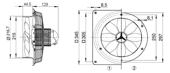 MAICO Axial-Wandventilator  200mm 230V EZQ 20/4 E 475cbm/h 1380Upm Entlüft