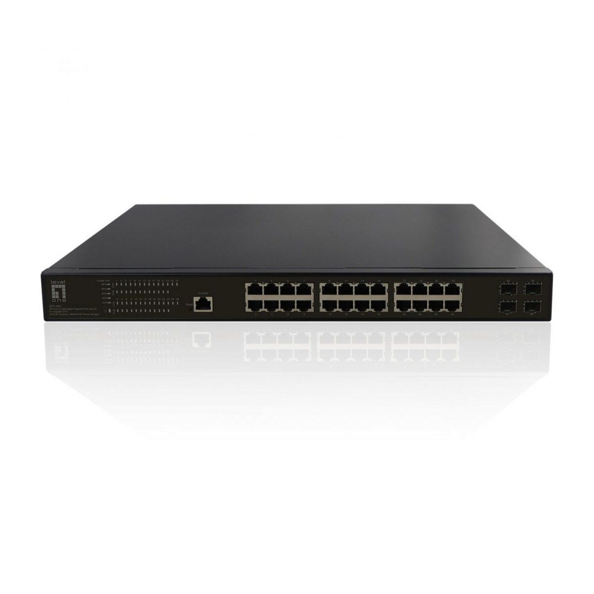 28-Port L2 Managed Gigabit-PoE-Switch 4x Gigabit SFP 24x PoE Ports 390W PoE Budget Stück