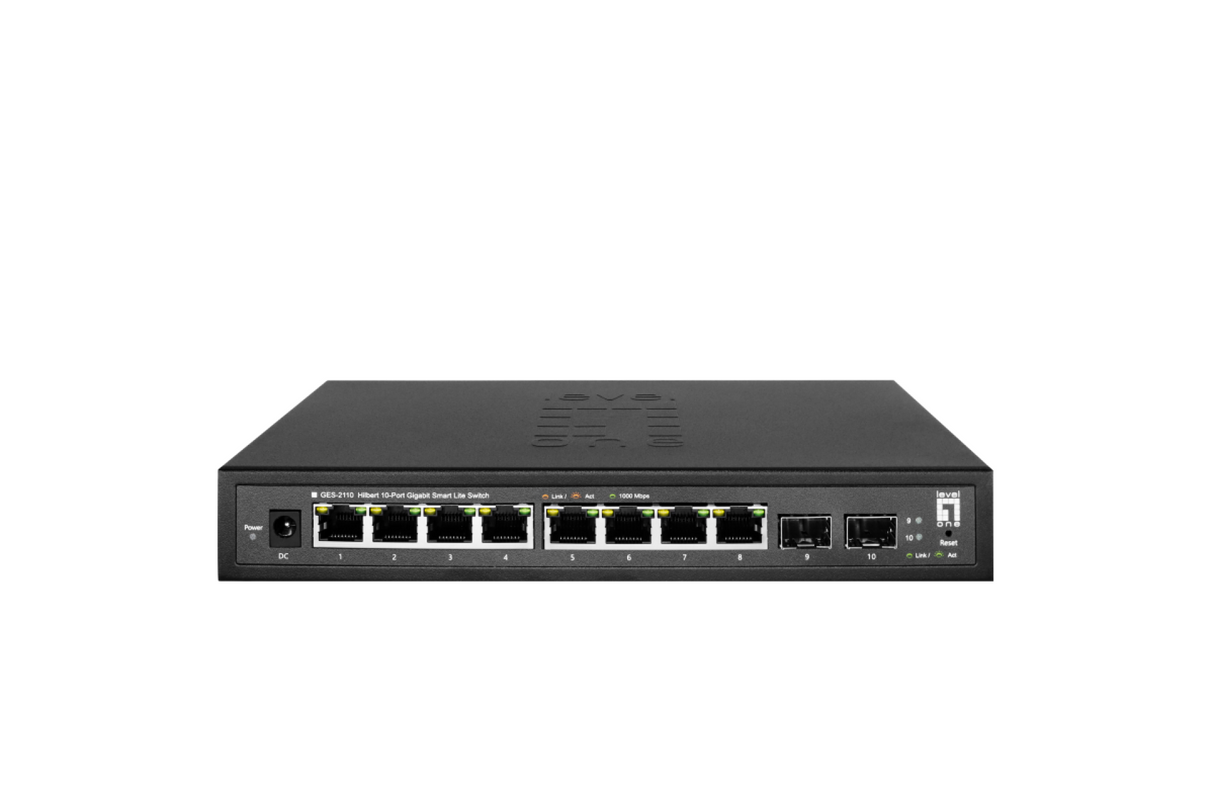 Hilbert 10-Port Gigabit Smart Lite Switch 8 x Gigabit RJ45 2 x Gigabit SFP Stück
