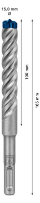 BOSCH-EW Hammerbohrer  15mm SDSplus SDS plus-7X 1pc 100/165mm f.Beton