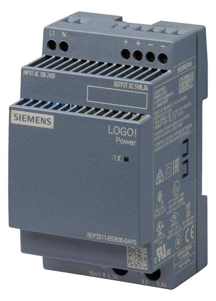 SIEMENS Gleichstromversorgung REG 5V 3TE LOGO! 6EP3311-6SB00-0AY0 31,5W 6,3A