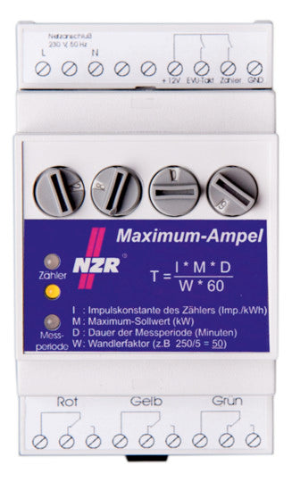 NZR Maximumwächter 230V 5VA 91x53x58mm Maximum-Ampel MA3 IP20
