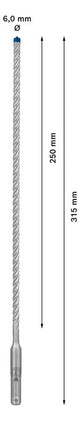 BOSCH-EW Hammerbohrer  6mm SDSplus SDS plus-7X 1pc 250/315mm f.Beton