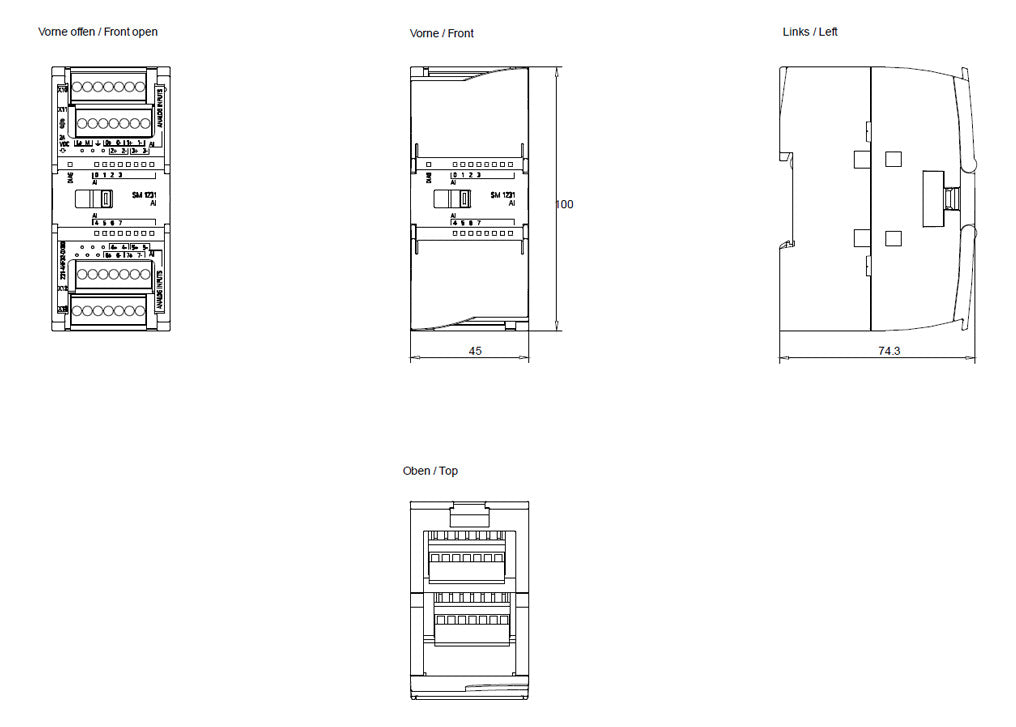 SIEMENS SPS-Analoges E/A-Modul 8Eing 6ES7231-4HF32-0XB0 Eing.Strom Eing.Spg