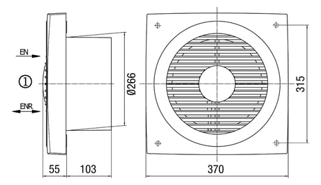 MAICO Axial-Wandventilator  250mm 230V EN 25 630cbm/h 1030Upm Entlüft IP44