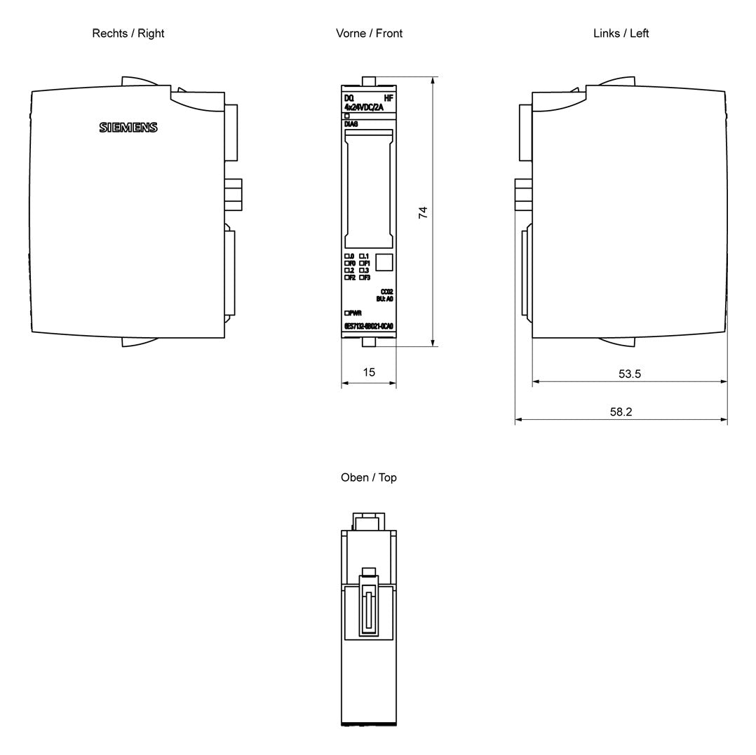 SIEMENS Digital I/O-Modul DC 19,2-28,8V 6ES7132-6BD21-0CA0 4Ausg 19,2-28,8V