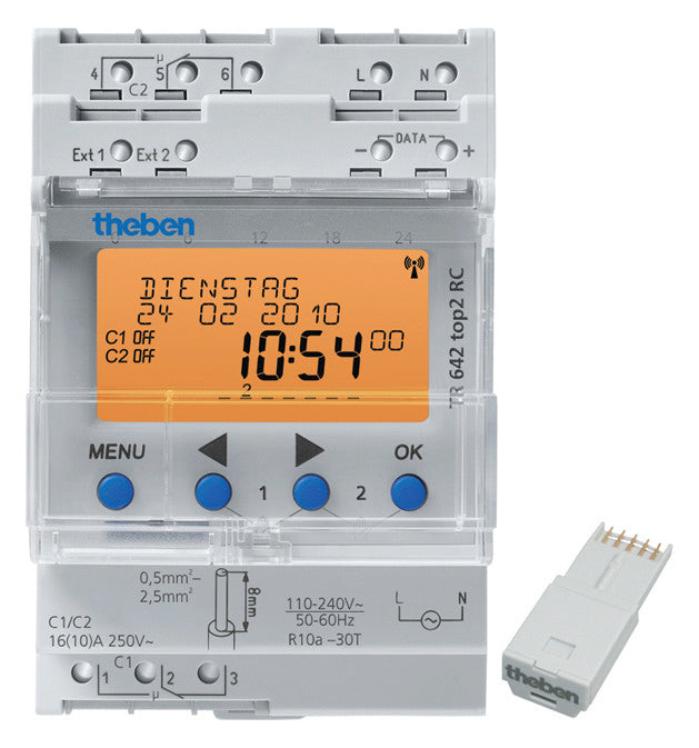 THEBEN Schaltuhr digi 230VAC 2kan 70800h TR 642 top2 RC 3TE REG 24h Prog