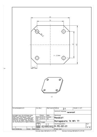 SPELSBERG Montageplatte Verteiler Kst TK MPI-77 lack 45x45mm Lochung