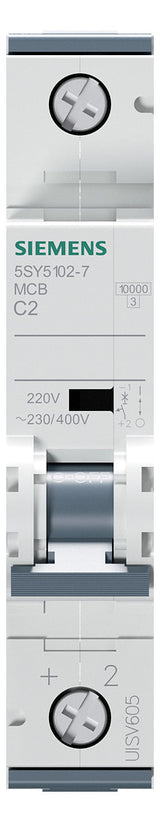 SIEMENS Leitungsschutzschalter UC C 2A 5SY5102-7 1p 400V 1TE 50Hz IP20