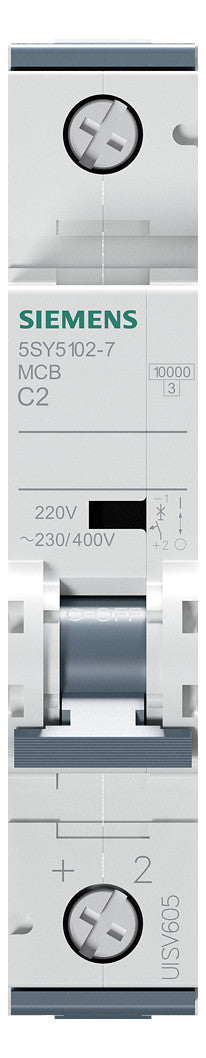 SIEMENS Leitungsschutzschalter UC C 2A 5SY5102-7 1p 400V 1TE 50Hz IP20
