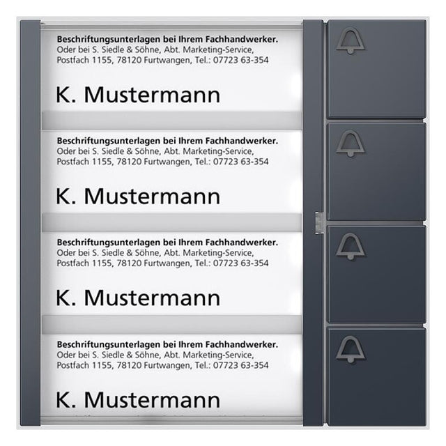SIEDLE Tastenmodul Bus 4RT anthgr BTM 650-04 AG 99x99x27mm
