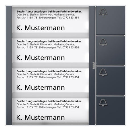 SIEDLE Tastenmodul 1+n 4RT anthgr TM 612-4 AG 99x99x27mm