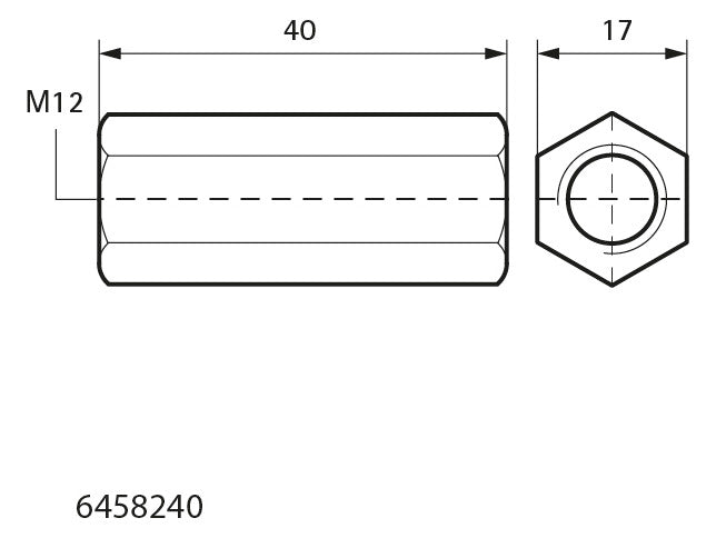Walraven Gewindemuffe BUP 40x17x17 M12 x 40 mm | 6458240