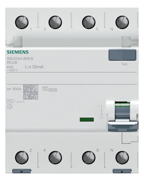 SIEMENS FI-Schutzschalter A 4p 440V 40A 5SV3344-6KK12 0,03A 4TE REG 10kA