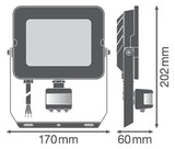 LEDVANCE LED-Anbaustrahler 50W Konv 1LED FL COMP SEN V 50W 830 SYM 100 BK sw ws