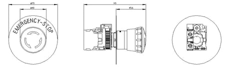 SIEMENS Drucktaster 1f rt rnd  22mm 1Ö 3SU1100-1HB20-1CG0 40x44mm IP67K