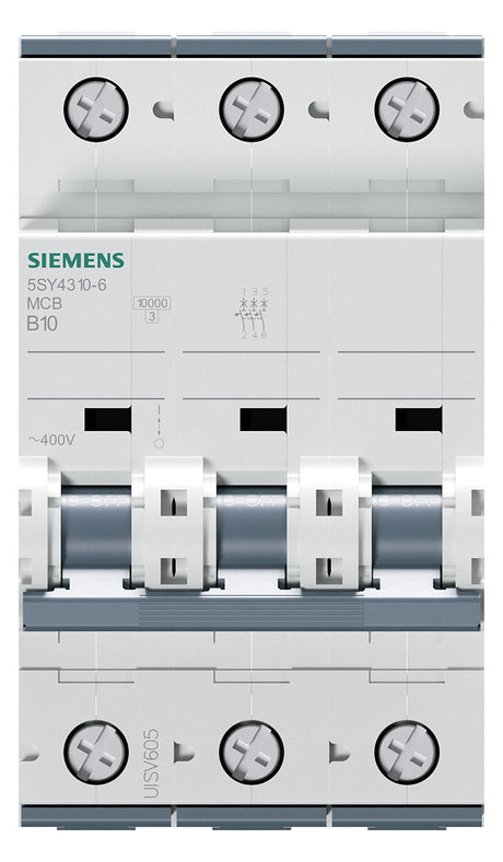 SIEMENS Leitungsschutzschalter UC B 10A 5SY4310-6 3p 400V 3TE 50Hz IP20