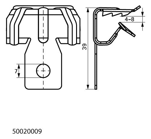 Walraven Trägerklammer Britclips FC8 mit Bohrung 7 mm für Flansch 4-8 mm | 50020009