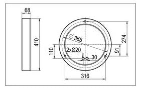 RIDI LED-Anbaustrahler 37W Konv 1LED ws ADLR 410/6000-830 OS 3000K ws 4732lm ws