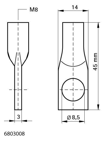 Walraven Blattschraube ev M8 x 45mm L:45 B:13,5 s:3,5 | 6803008