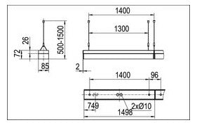 RIDI LED-Wannenleuchte 45W ws Konv LF-T16-S-R1X145/45ND-OE