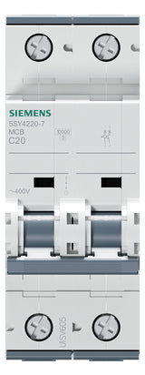 SIEMENS Leitungsschutzschalter UC C 20A 5SY4220-7 2p 400V 2TE 50Hz IP20