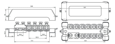 DEHN SE Potentialausgleichschiene 10rndl PAS 11AK 1fl 10ltg Cu m.Haube Aufb_fix