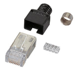 RJ45-Stewart Stecker STP, schwarz, 50 Stück, 4 Elemente, Cat.5e Packung