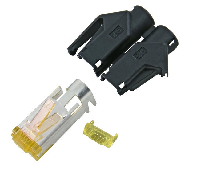 RJ45-Hirose Stecker STP, TM31 schwarz, 100 Stück, 3 Elemente, Cat.6A Packung