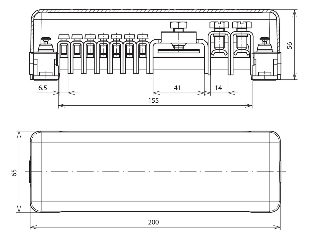 DEHN SE Potentialausgleichschiene 2ltg PAS AH RK 7X25 2X8.10 1XFL40 Ms m.Haube