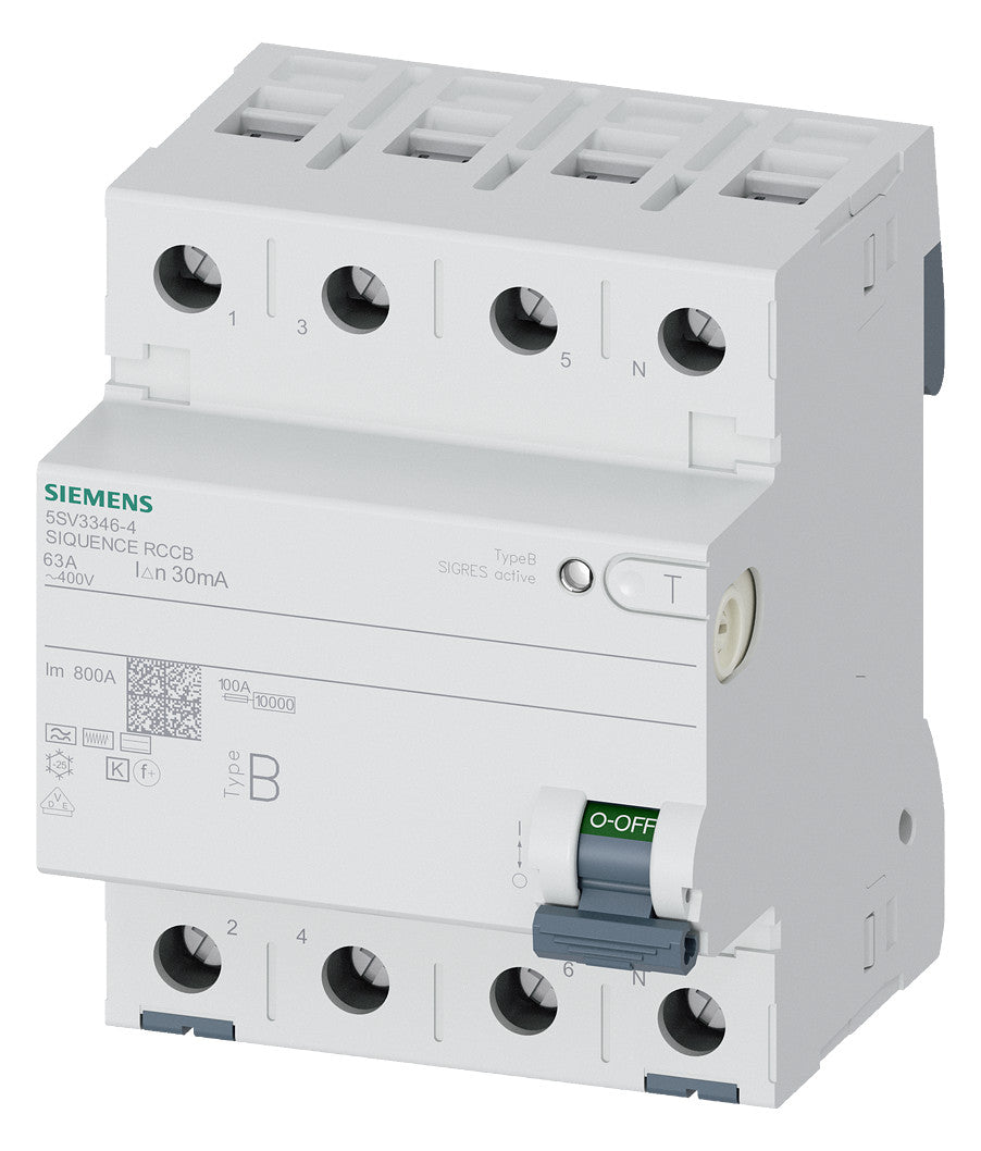 SIEMENS FI-Schutzschalter B 4p 440V 63A SENTRON 5SV3346-4 0,03A sel 4TE REG
