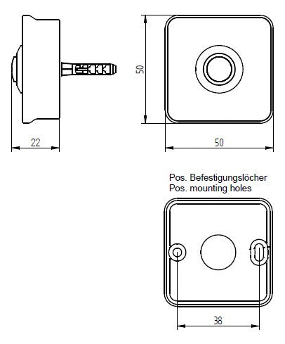 GROTHE Klingeltaster Kst edst/ws AP Piccolo Piazza ws V2A rechteck