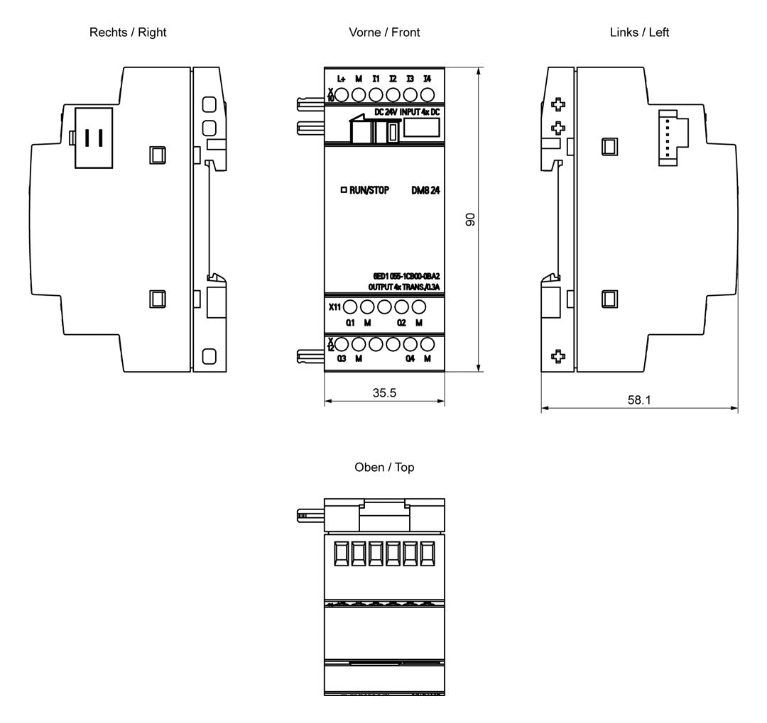 SIEMENS SPS-Digitales E/A-Modul 4Eing DC LOGO! 6ED1055-1CB00-0BA2 4Ausg 0,3A 24V