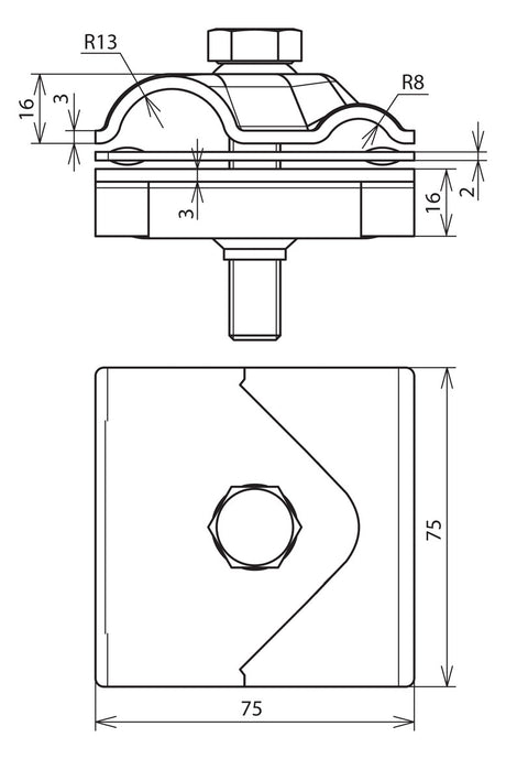 DEHN SE T/Kreuz/Parallelverbinder ST MAMVK 8.16 15.25 STTZN f/vz  16mm