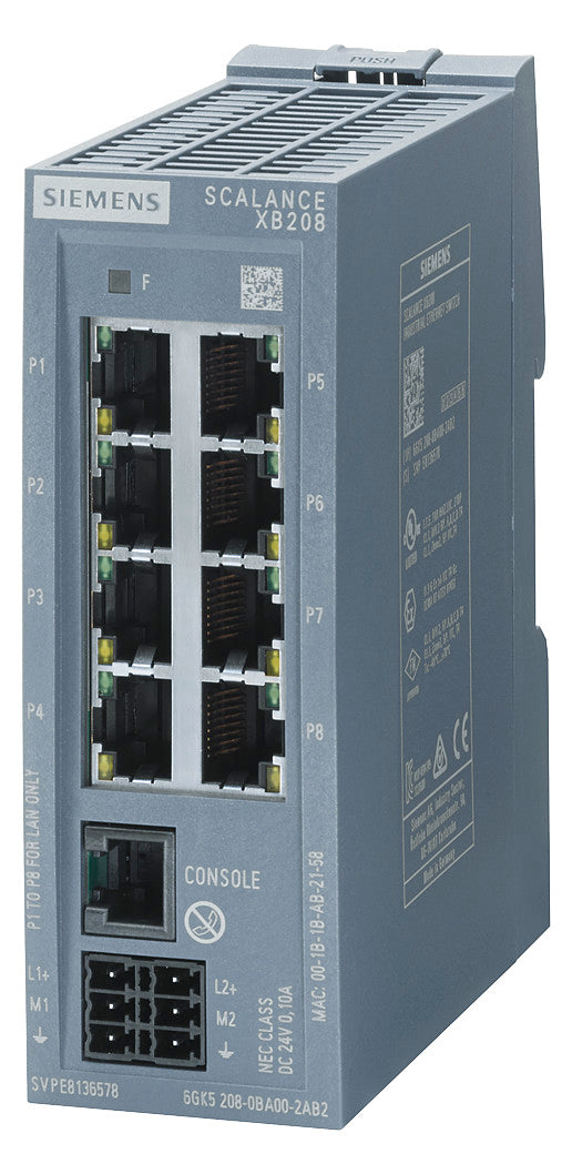 SIEMENS Switch Hutschiene 8x10/100Mbps 6GK5208-0BA00-2AB2 Managebar Layer2