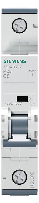 SIEMENS Leitungsschutzschalter UC C 8A 5SY4108-7 1p 400V 1TE 50Hz IP20
